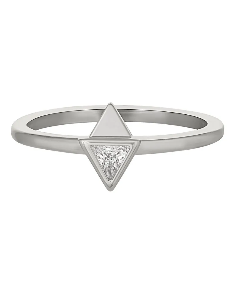cai Ring 925 Silber rhodiniert mit Zirkonia Dreieck Silber