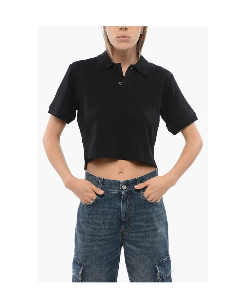 John Richmond Kurzes AICARDI-Polo mit Ton-in-Ton-Stickerei in Schwarz Schwarz