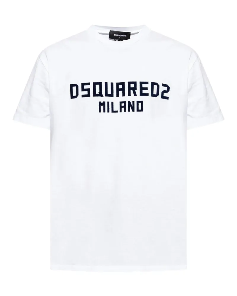 Dsquared2 Milano" T-Shirt für Herren, Baumwolle (Weiß/Schwarz Weiß