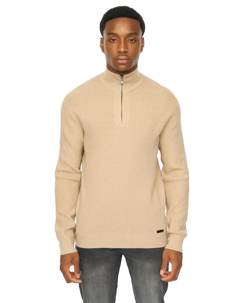 Duck and Cover Potenza" Pullover für Herren, mit kurzem Reißverschluss, Jerseyware (Steinfarben Steingrau