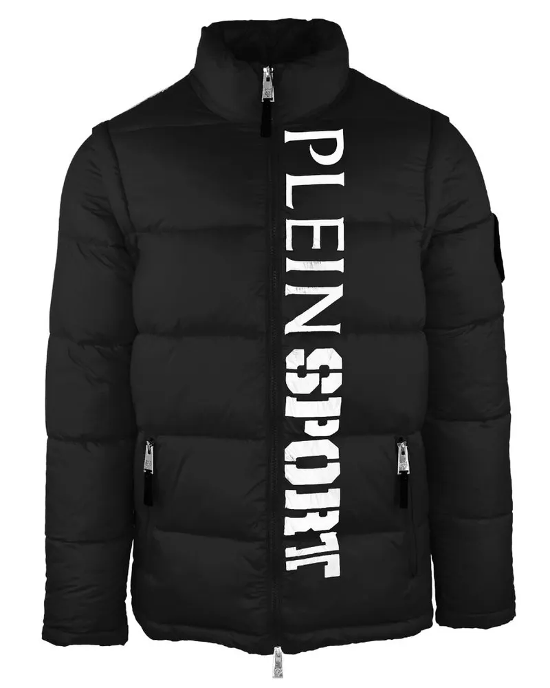 Philipp Plein Vertical Logo Padded Black Jacket Schwarz