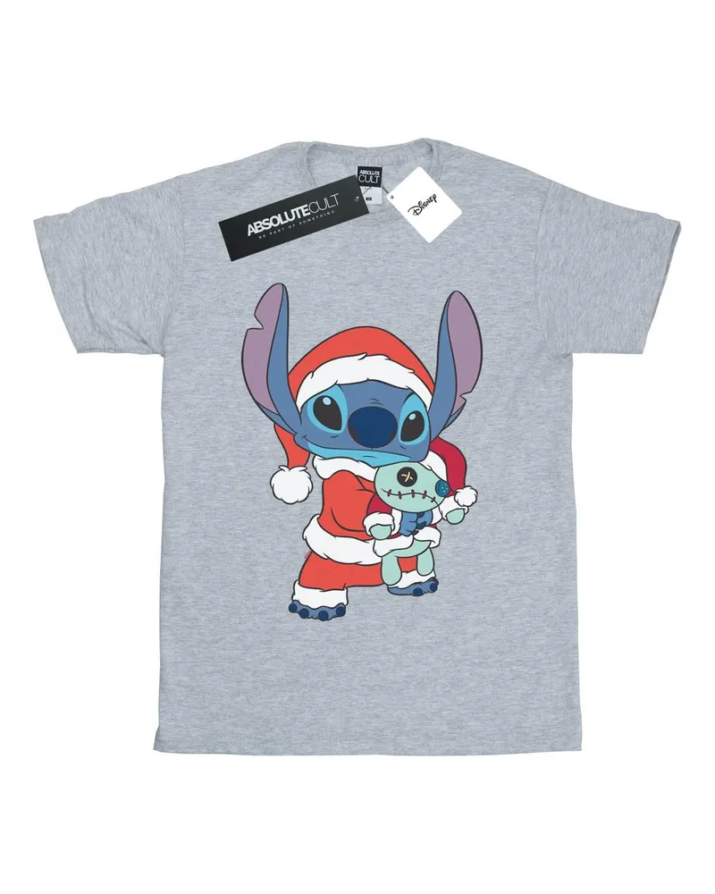 Disney Damen/Damen Lilo und Stitch Stitch Weihnachten Baumwolle Boyfriend T-Shirt (Sport grau Hellgrau