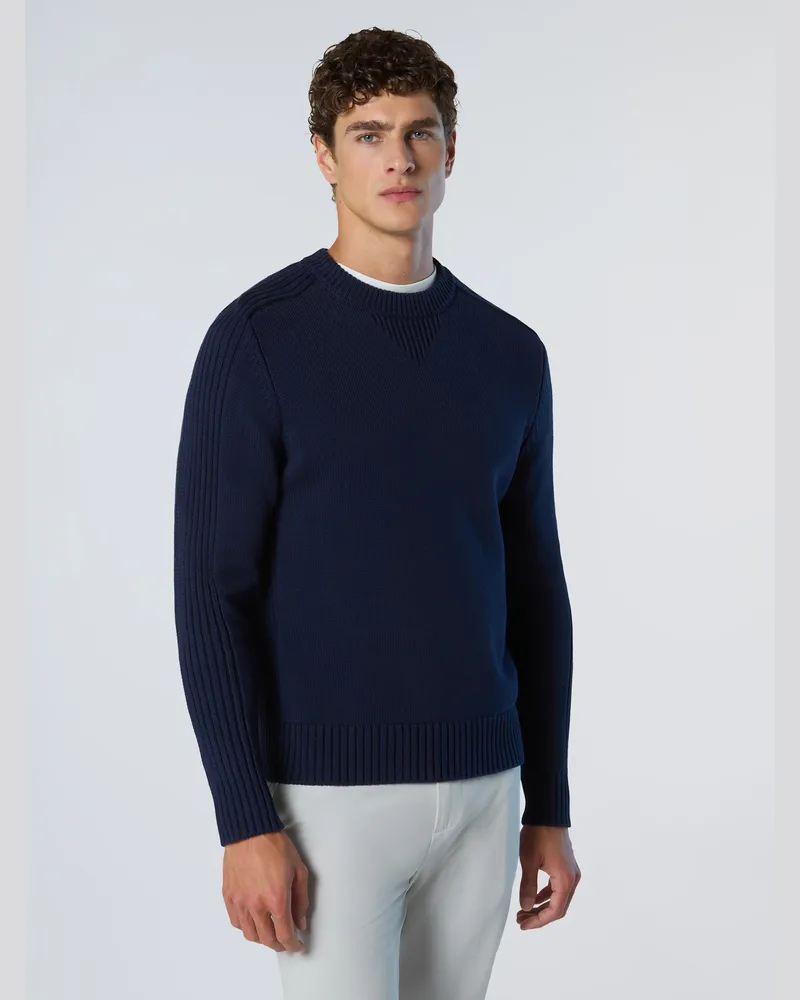 North Sails Pullover Rundhalsausschnitt mit Rippbündchen Marineblau