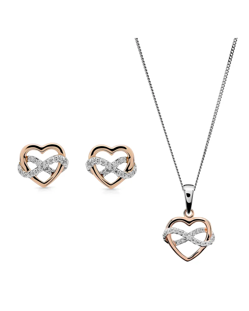 Orphelia Jasmina' Damen 925 Sterling Silber Set: Ketten-Anhänger + Ohrringe - Silber/Rosé SET-7483 Silber