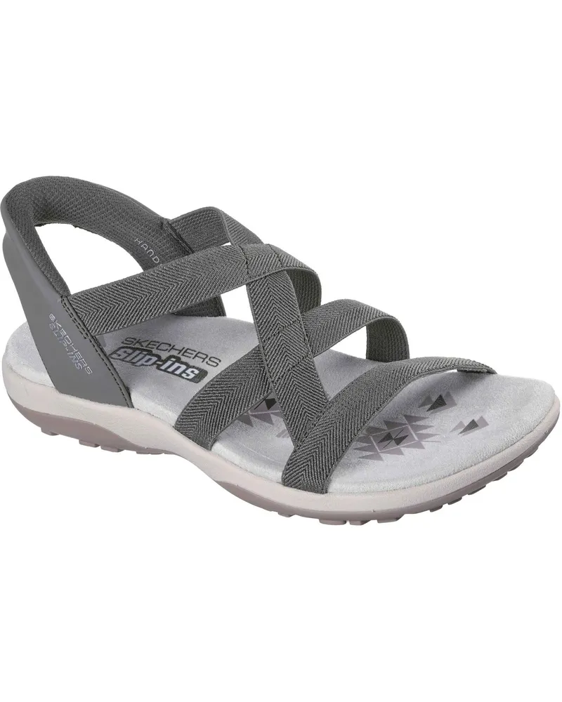 Skechers Reggae Slim Stretch Flex Textil Damen Sandalen Olive Oliv