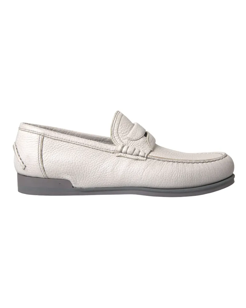 Dolce & Gabbana Leder Slipper Penny Stil Hellgrau
