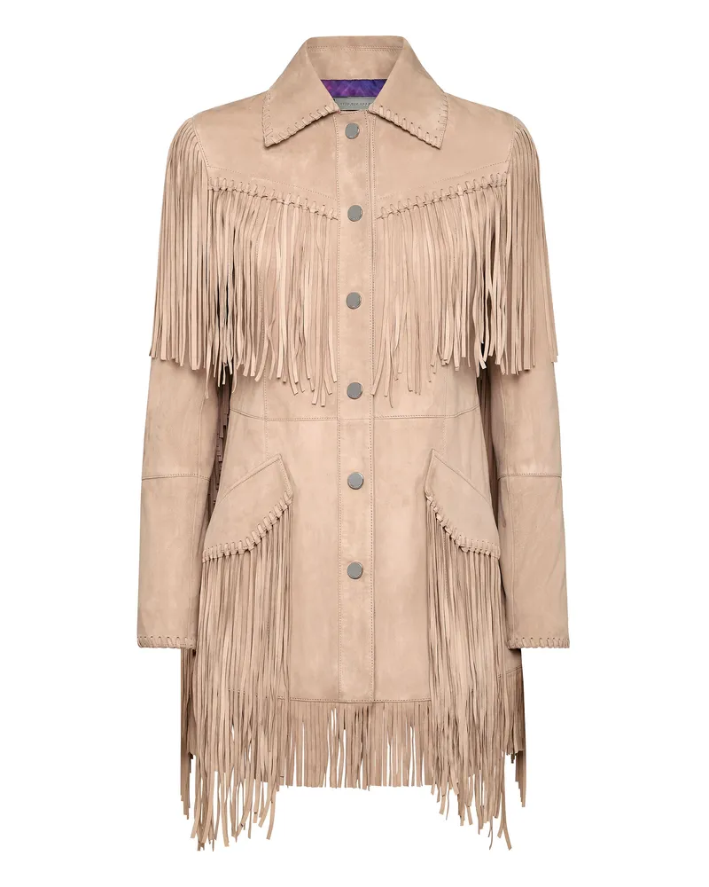 Philipp Plein Lederjacke Gothic Plein Beige