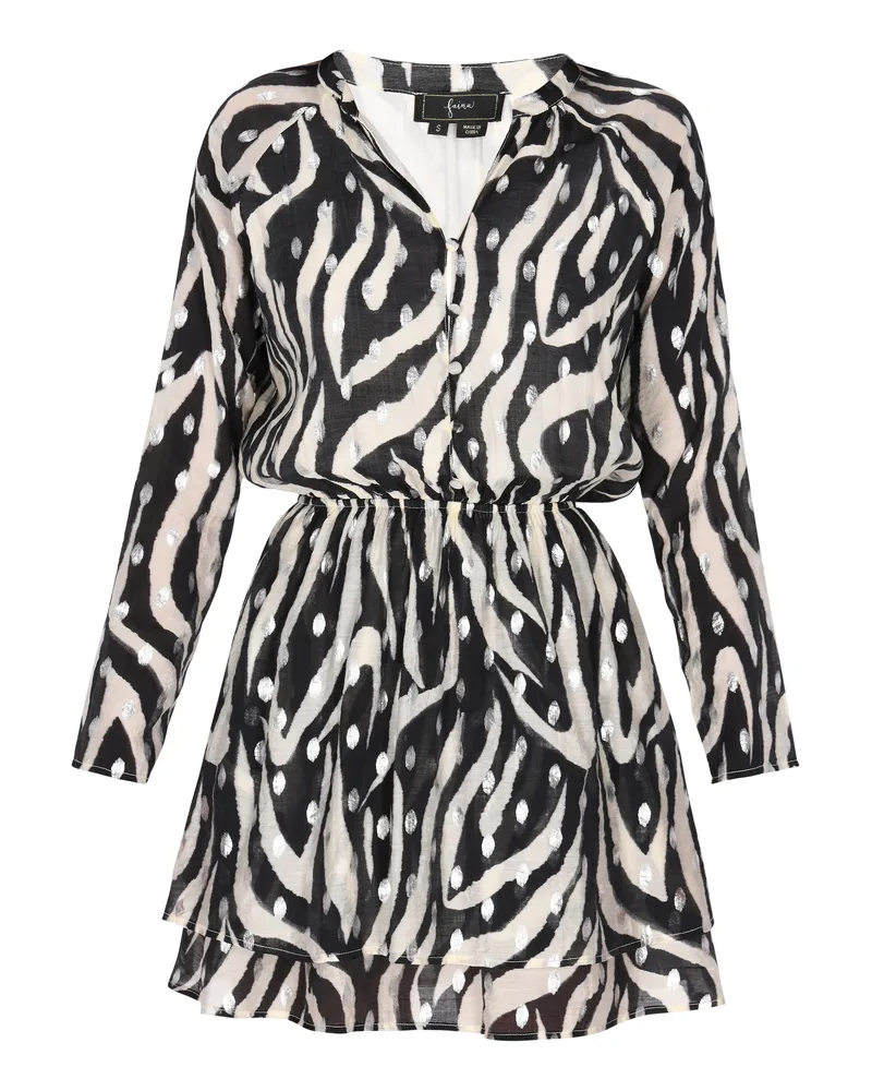 FAINA Kleid Damen schwarz weiss Schwarz
