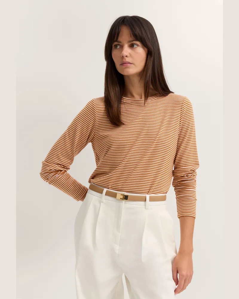Bugatti Damen T-Shirt aus Modal mit Rundhals Bronze