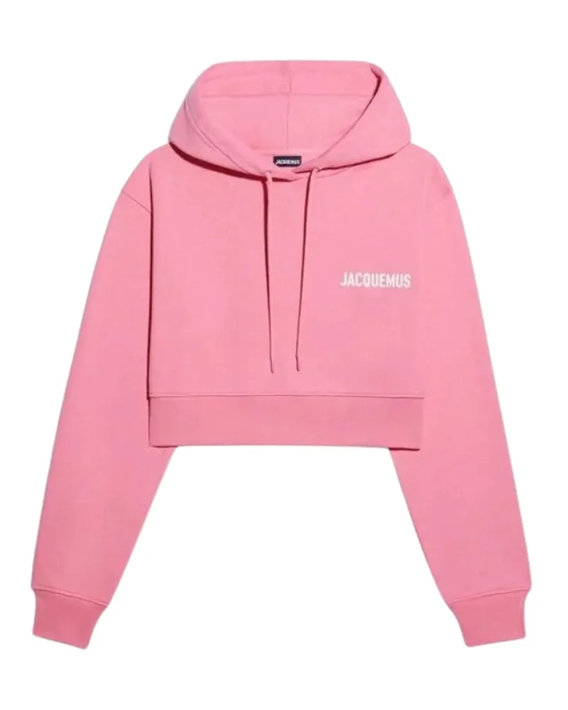 Jacquemus Le Sweatshirt Court Pink Cropper Hoodie Rosa