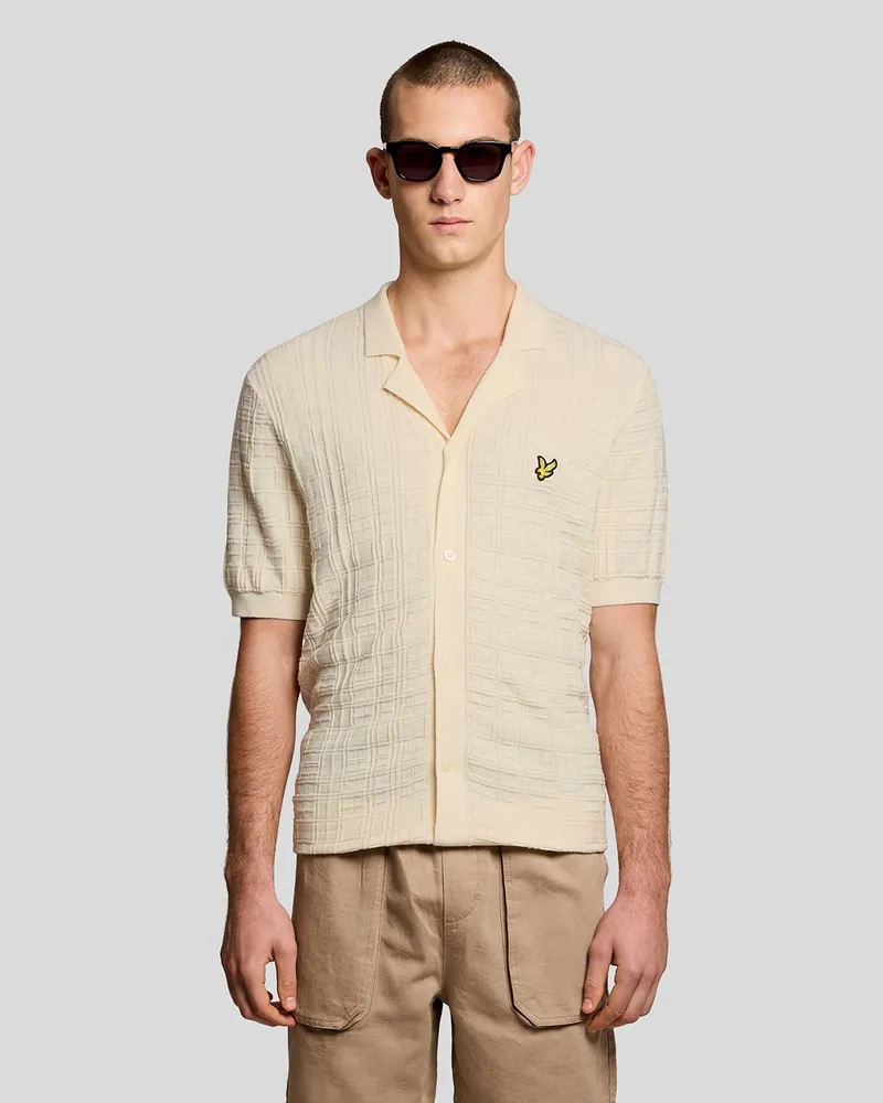 Lyle & Scott Revere Collar Gestricktes Resort-Shirt Beige