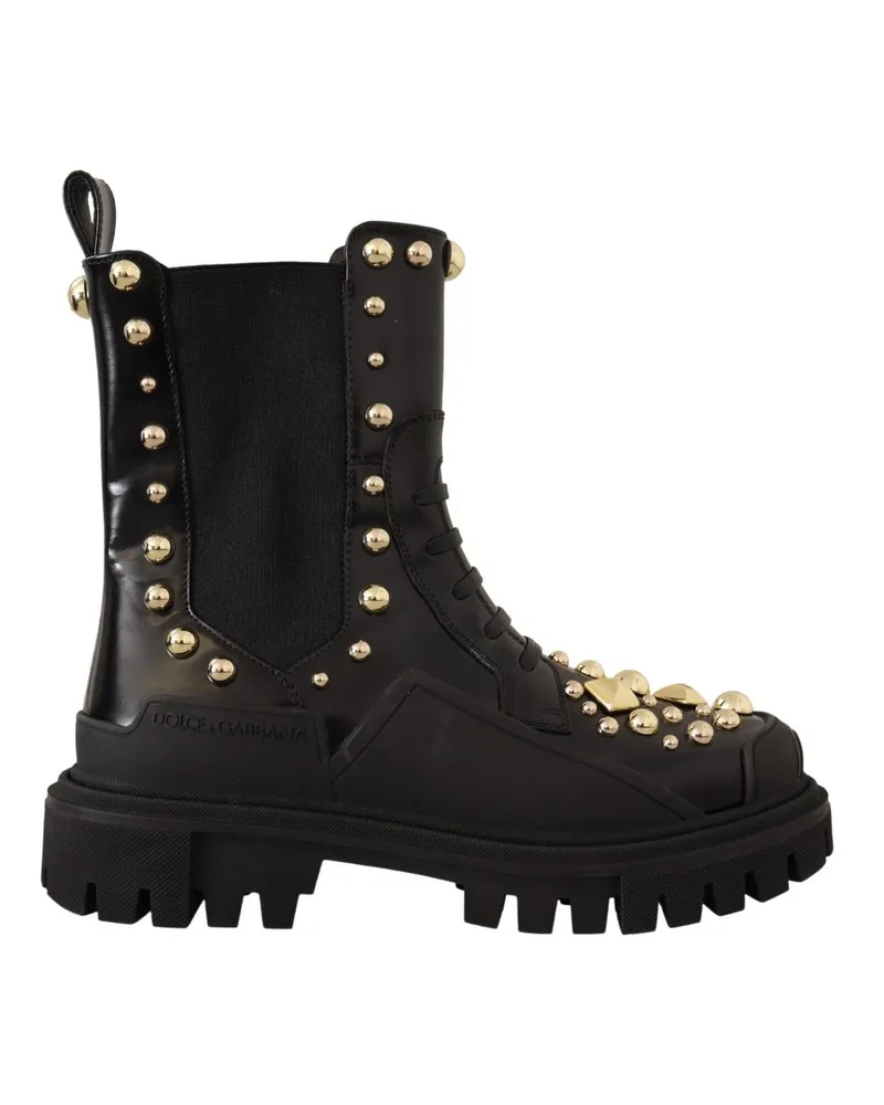 Dolce & Gabbana Dolce Gabbana Nieten-Leder-Stiefeletten Schwarz