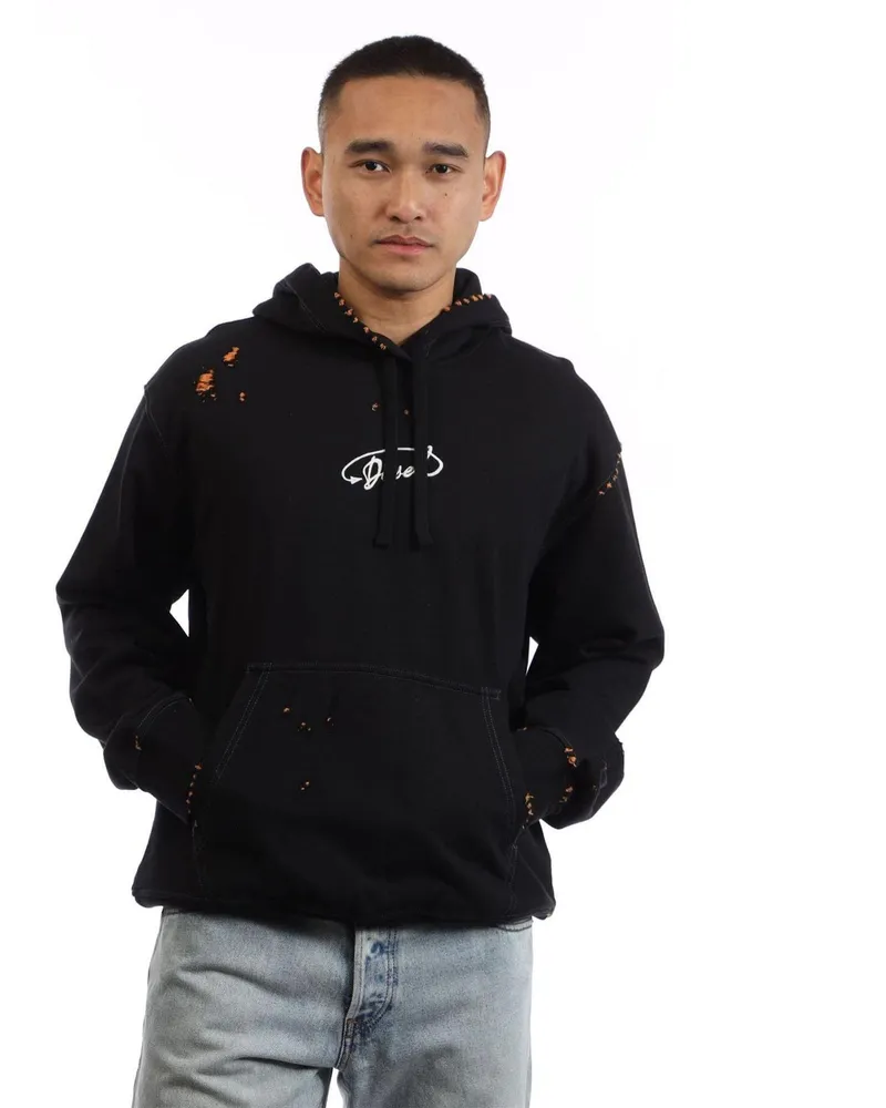 Diesel S-Macs" Kapuzenpullover für Herren, mit Kapuze, Baumwolle, leger (Schwarz Schwarz