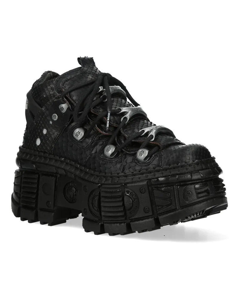 New Rock M-106WALL-C65 Python Plateau-Stiefeletten aus Leder - Schwarz Schwarz