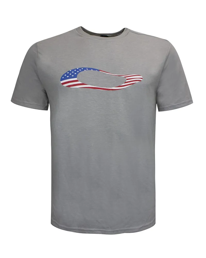 Oakley Kurzarm Crew Halsgrau Herren Ellipse USA T-Shirt 457355 24L Grau