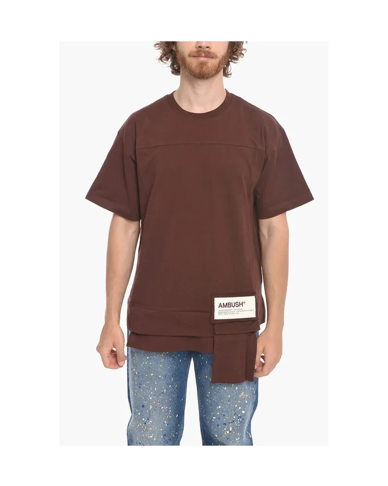 AMBUSH Baumwoll-T-Shirt mit Rundhalsausschnitt und Taillentasche in Braun Braun
