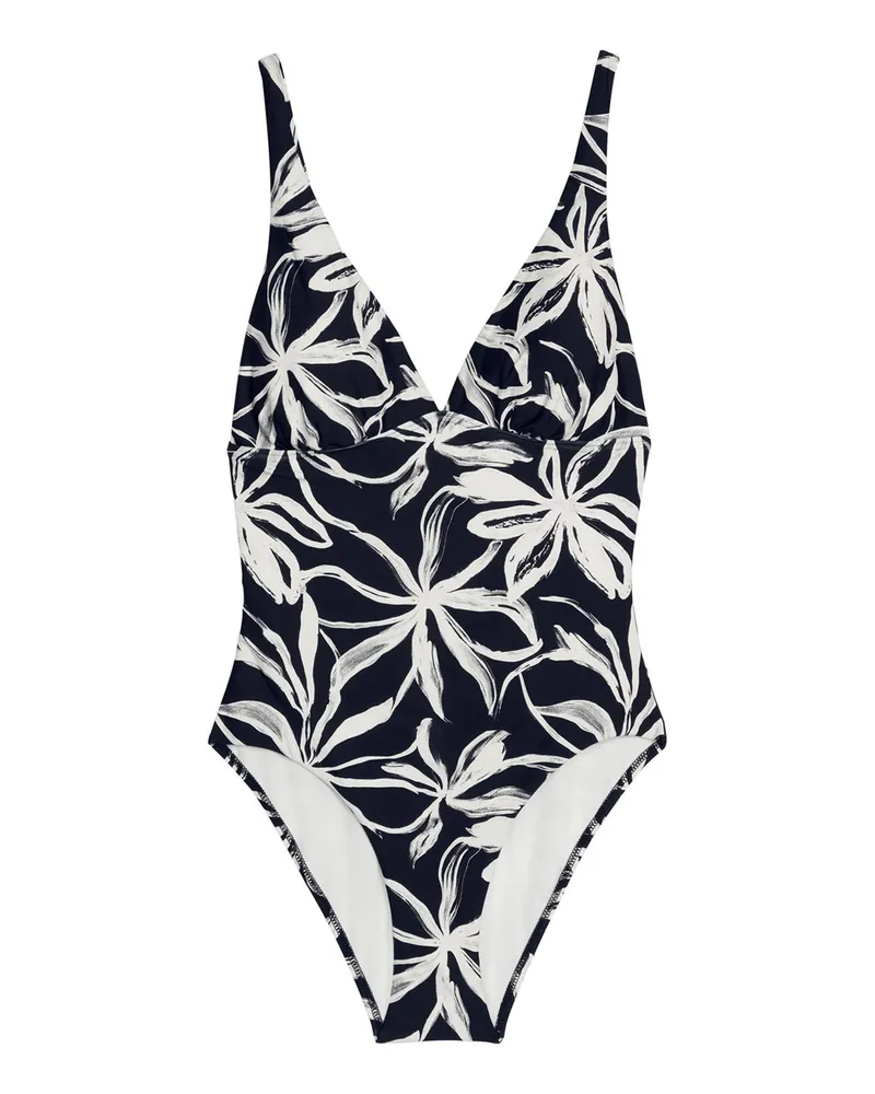 Marc O'Polo Marc O'Polo Damen Badeanzug Abstract FloralSchwimmanzug, Einteiler, Bademode Schwarz