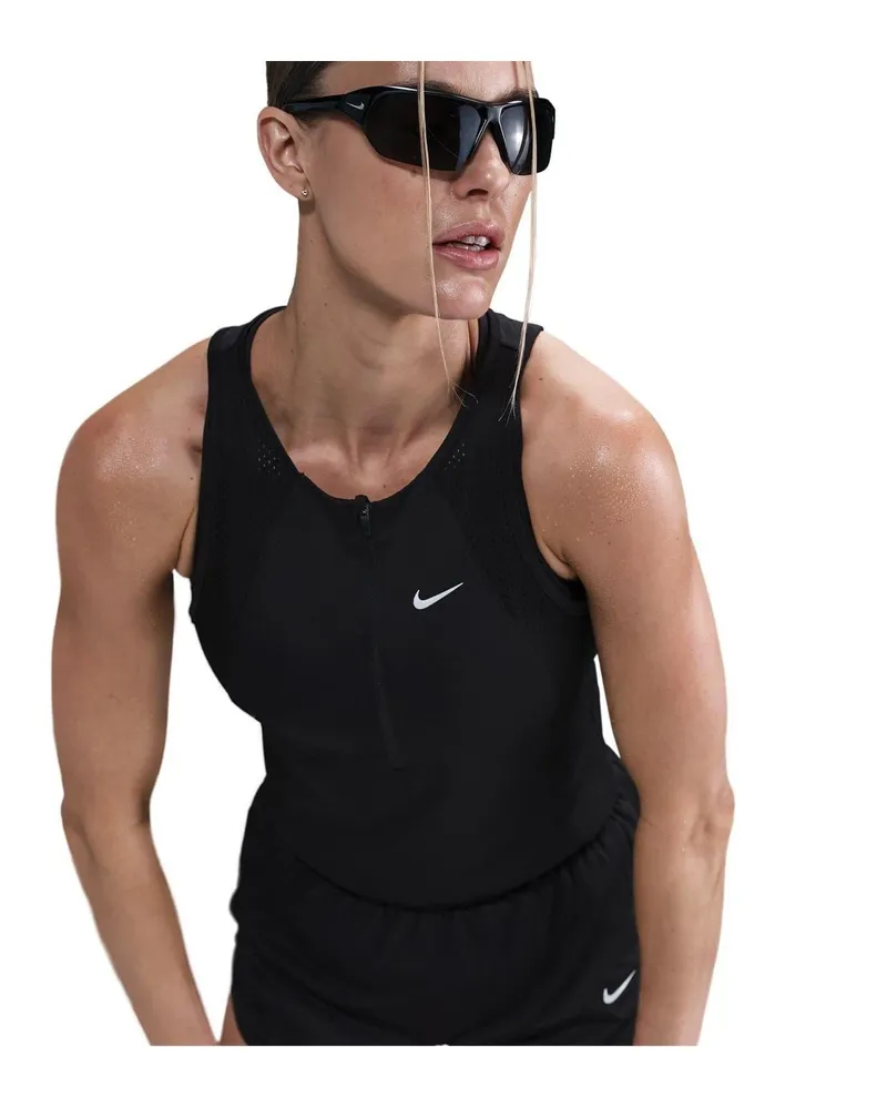 Nike Run" Top für Damen, Reißverschluss (Schwarz Schwarz