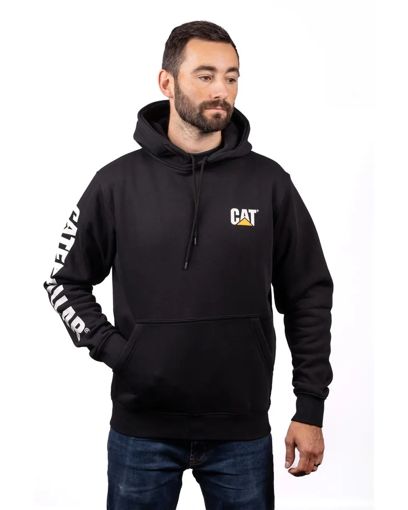 Caterpillar Footwear Markenbanner Baumwolle Herren Schwarzes Kapuzen-Sweatshirt Schwarz