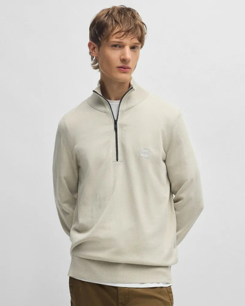 HUGO BOSS Kanobix Hellbeige 271 1/4 Zip Pullover in Nude Nude