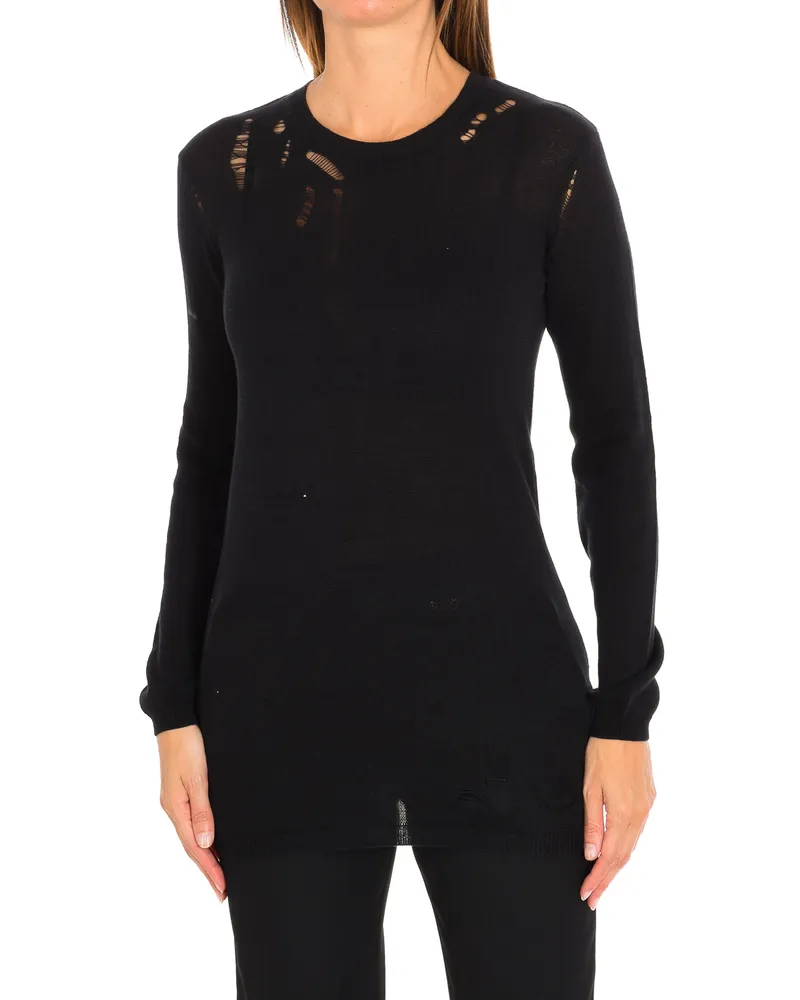 Eleven Paris CAIMAN Langarm Rundhalsausschnitt Bluse 17S2SR011 Frau Schwarz