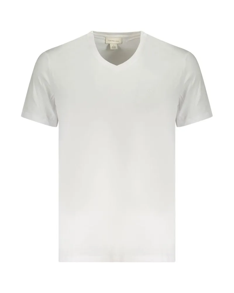 Calvin Klein V-Ausschnitt Kurzarm-T-Shirt Weiß