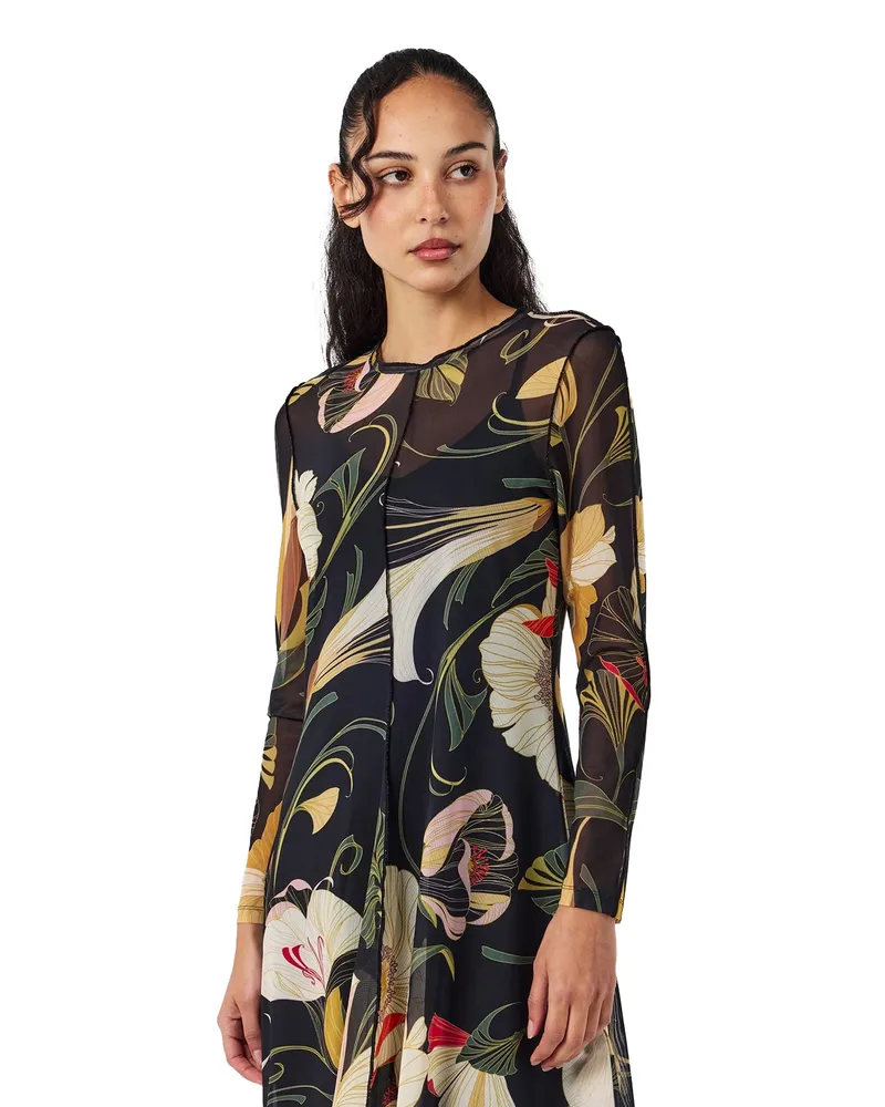 Ted Baker Minikleid für Damen, Transparenter Stoff, Regulär (Schwarz Schwarz