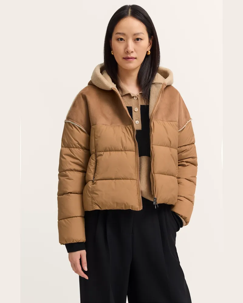 Bugatti Damenjacke mit Kapuze und Kunstfellbesatz - Beige Beige
