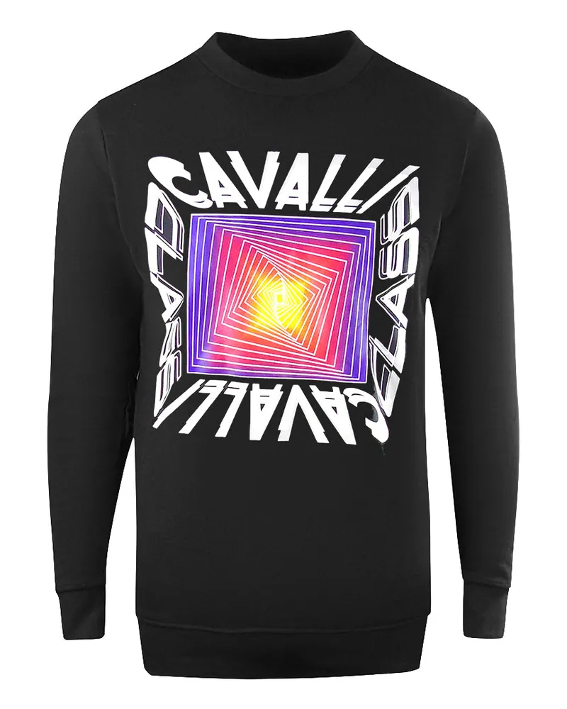 Roberto Cavalli Asymmetric Box Design Schwarzes Sweatshirt Schwarz