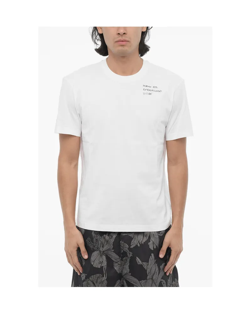 Neil Barrett Slim Fit HUMAN WITH EXTRAORDINARY VISION T-Shirt mit Rundhalsausschnitt in Weiß Weiß