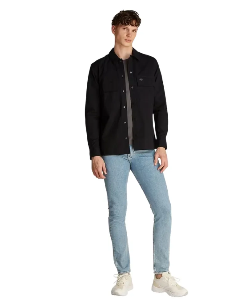 Calvin Klein Hemdjacke für Herren, leger (Schwarz Schwarz