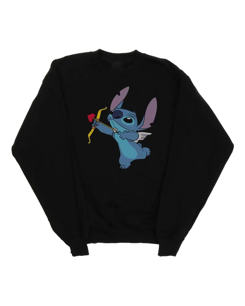 Disney Mädchen Lilo und Stitch Stitch Cupid Valentines Sweatshirt (schwarz Schwarz
