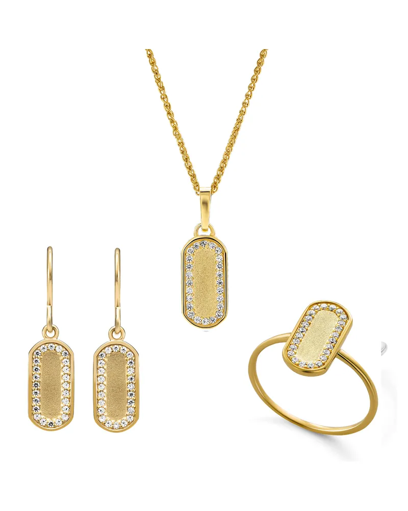 Orphelia Malaga' Damen Set aus 925er Sterling Silber: Halskette + Ohrringe + Ring - Gold SET-7573/G Gold