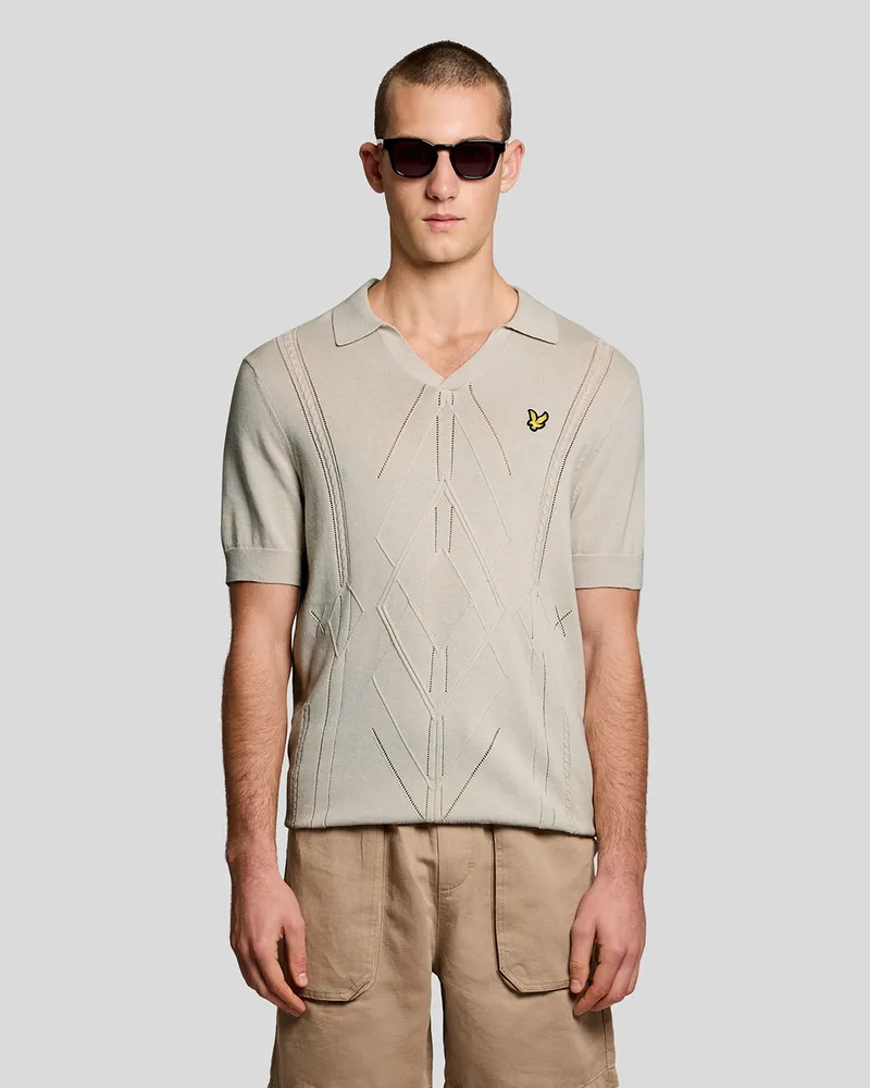 Lyle & Scott Offene Kragen Argyle Strick-Polohemd Grau