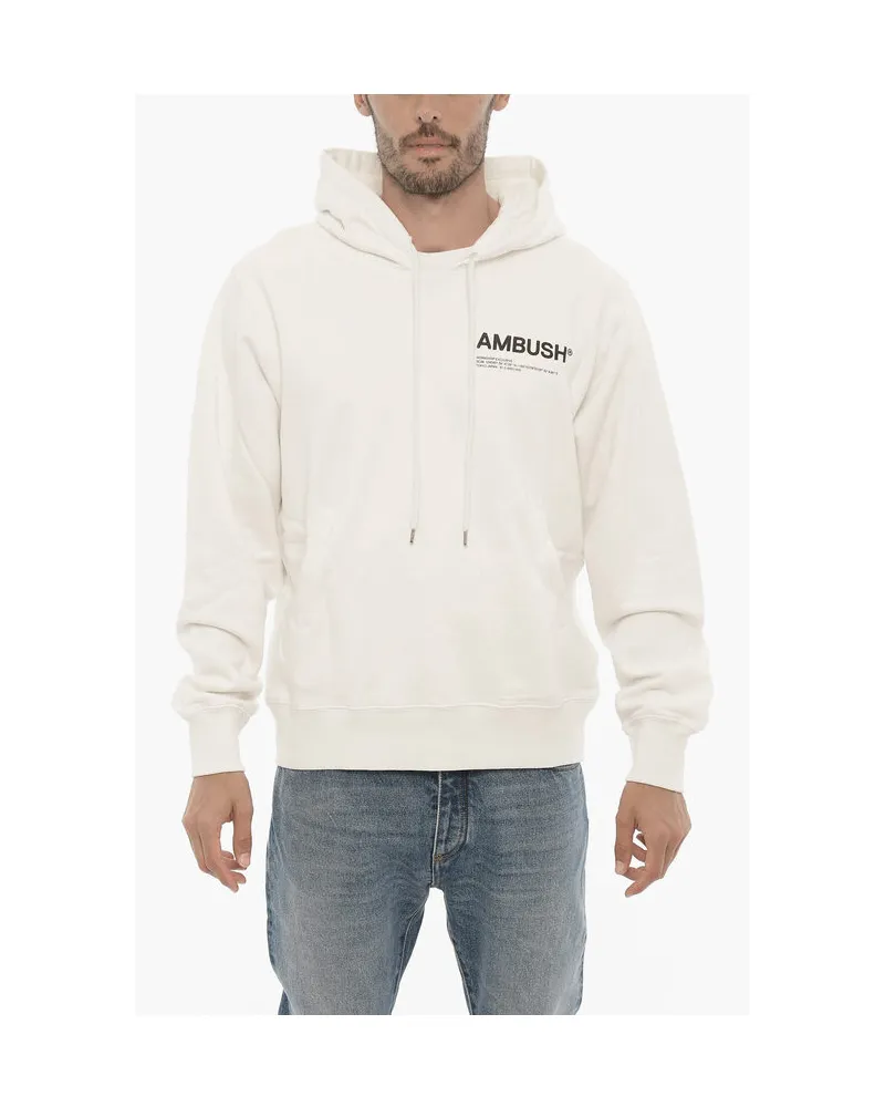 AMBUSH Uni-Farben-Hoodie mit kontrastierendem Logo in Weiß Weiß