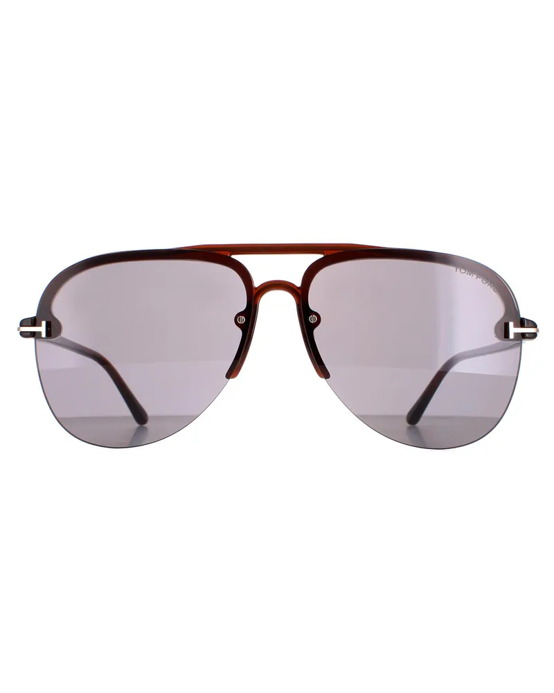 Tom Ford Aviator Herren glänzend hellbraun rauchig Frottee 02 FT1004 Braun