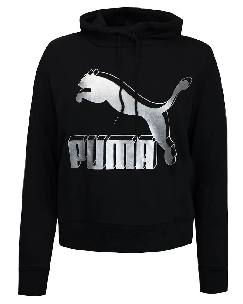 Puma Grafiklogo Langarm Pullover Black Womens Hoodie 595915 71 Schwarz