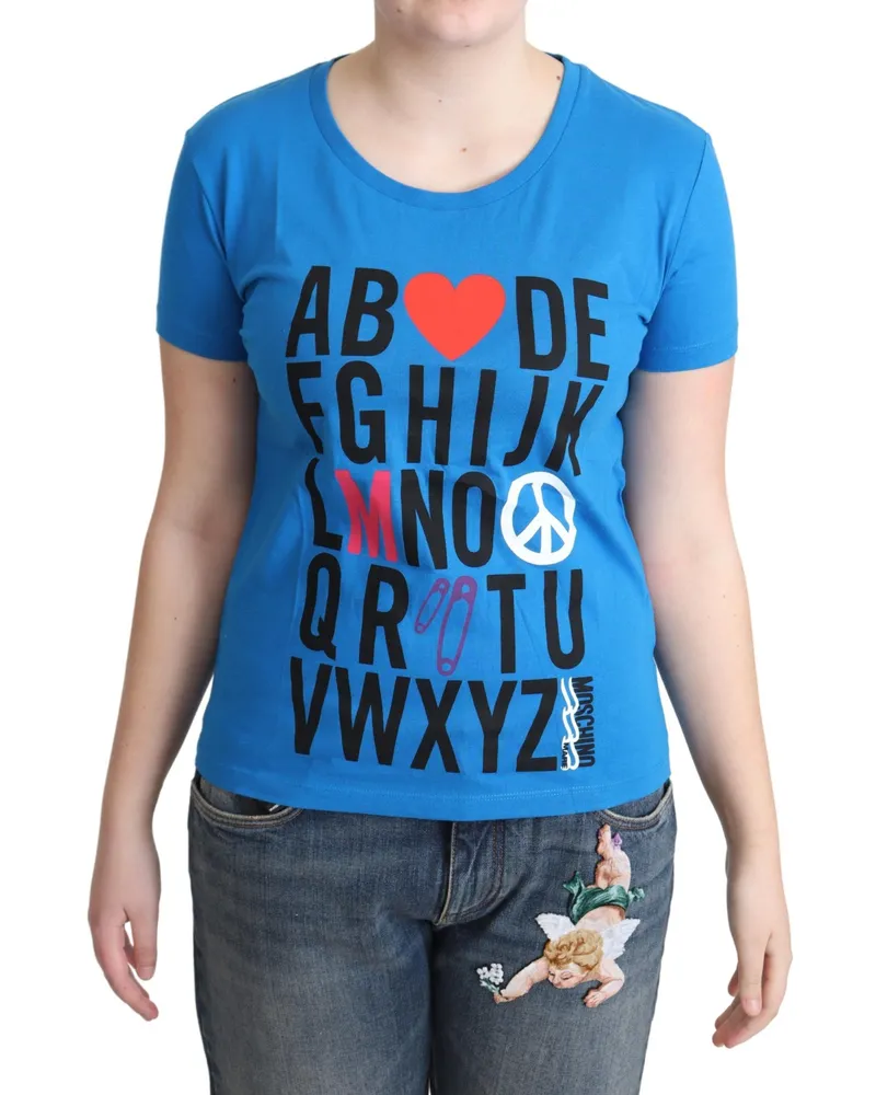 Moschino Alphabet T-Shirt mit kurzem Arm und Rundhalsausschnitt Blau