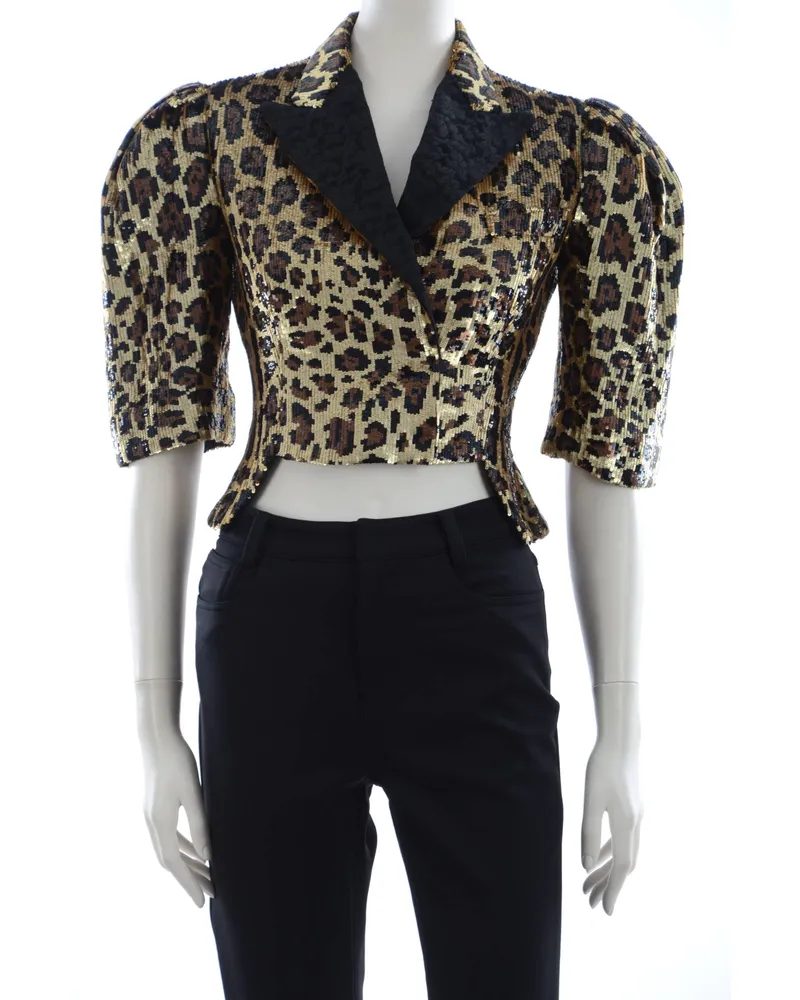 Dolce & Gabbana Blazer Veste à paillettes Léopard doré pour femme Gold