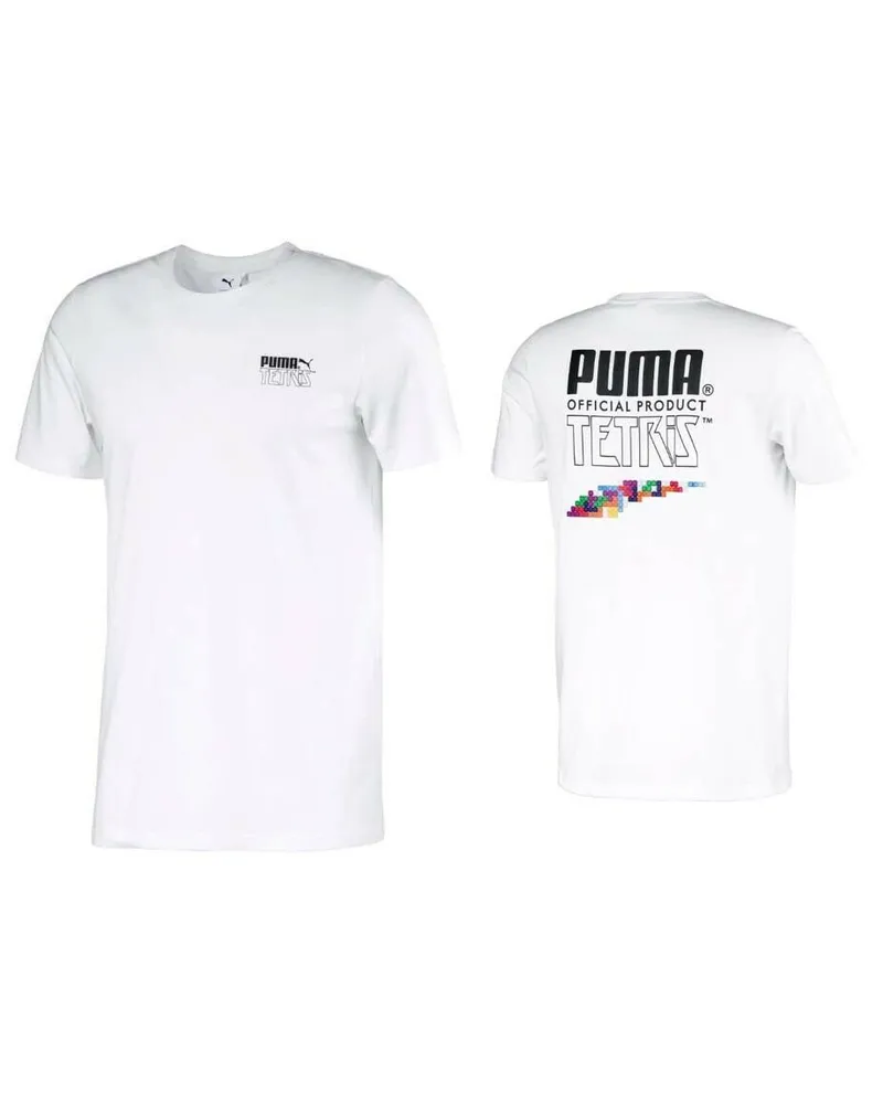 Puma x Tetris Kurzarm T-Shirt T-Shirt Top White Herren 597138 02 Weiß
