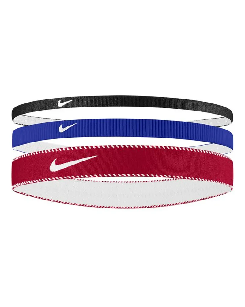 Nike Stirnband, Flex, Klassisch (3er-Pack) (Game Royal/Universitäts-Rot/Weiß Blau
