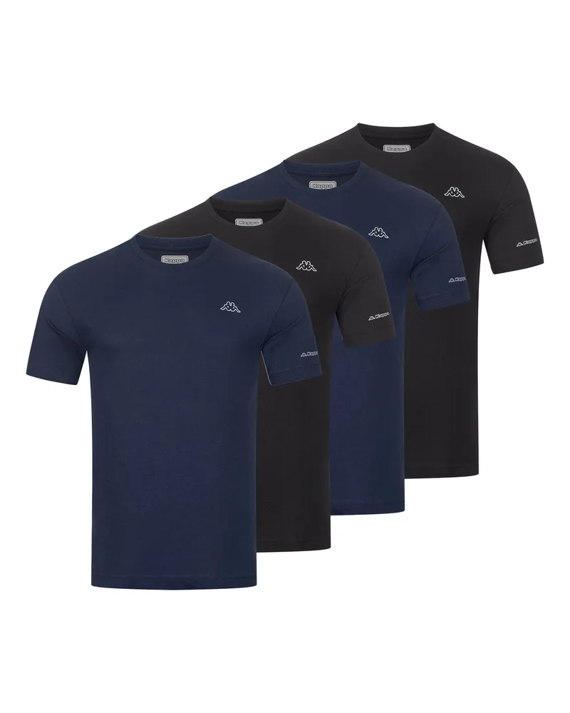 Kappa 4er Set T-Shirt BASIC in Schwarz/Blau Schwarz