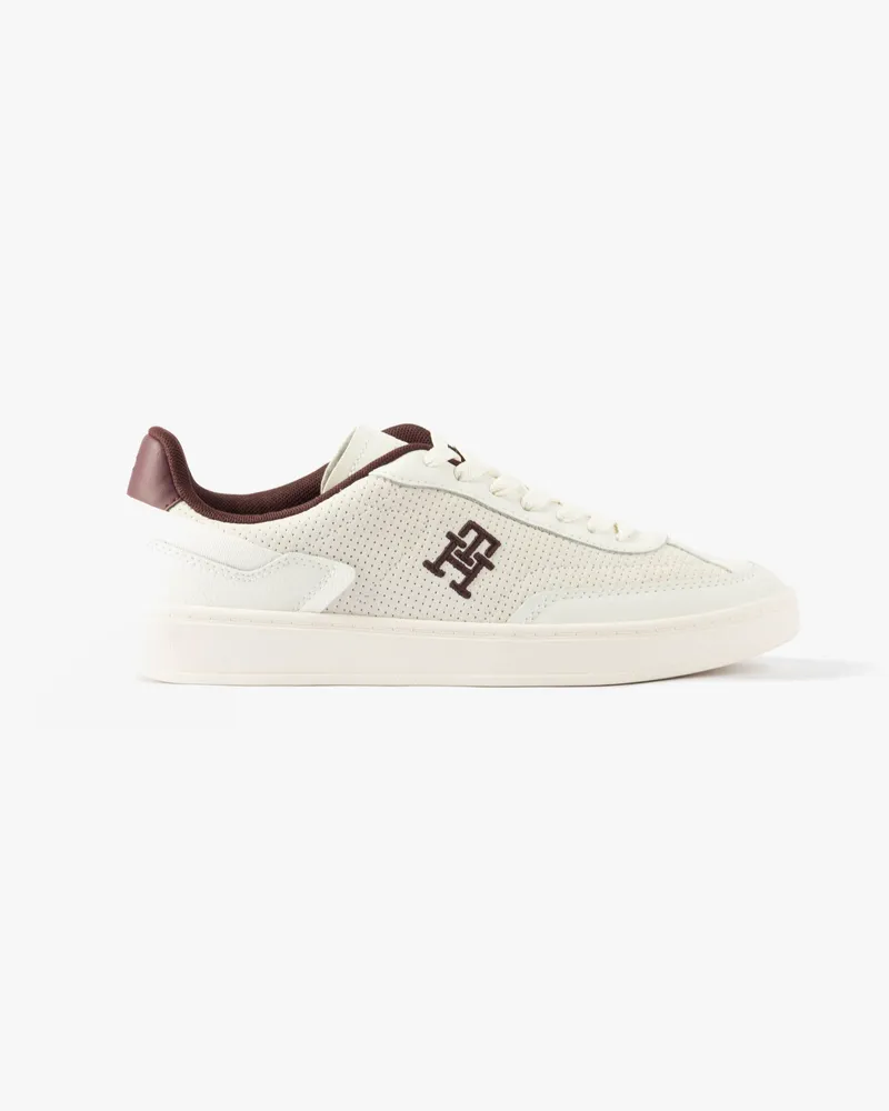 Tommy Hilfiger Th Heritage Sneaker Damen Trainingsschuhe Weiß/Burgunder Samt Weiß