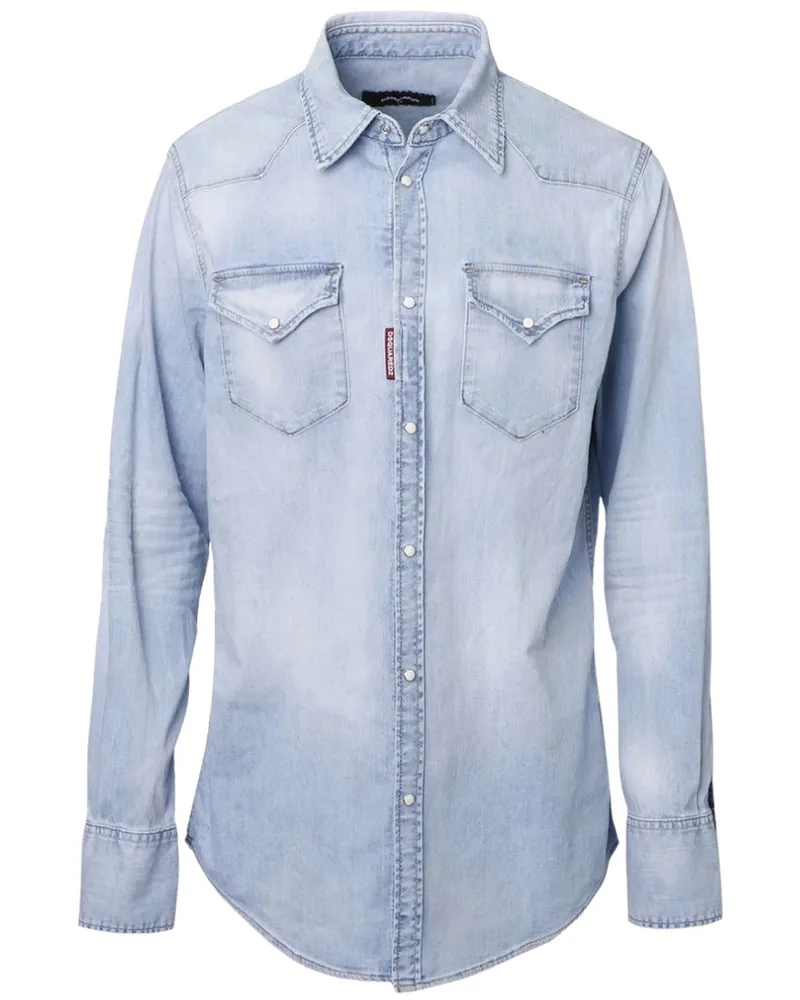 Dsquared2 Klassisches Westernhemd In Verwaschenem Denimblau Blau