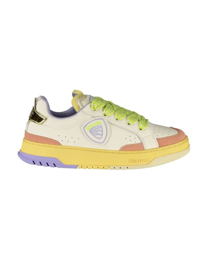 Blauer Weiße Polyurethan Damen Sneaker Weiß