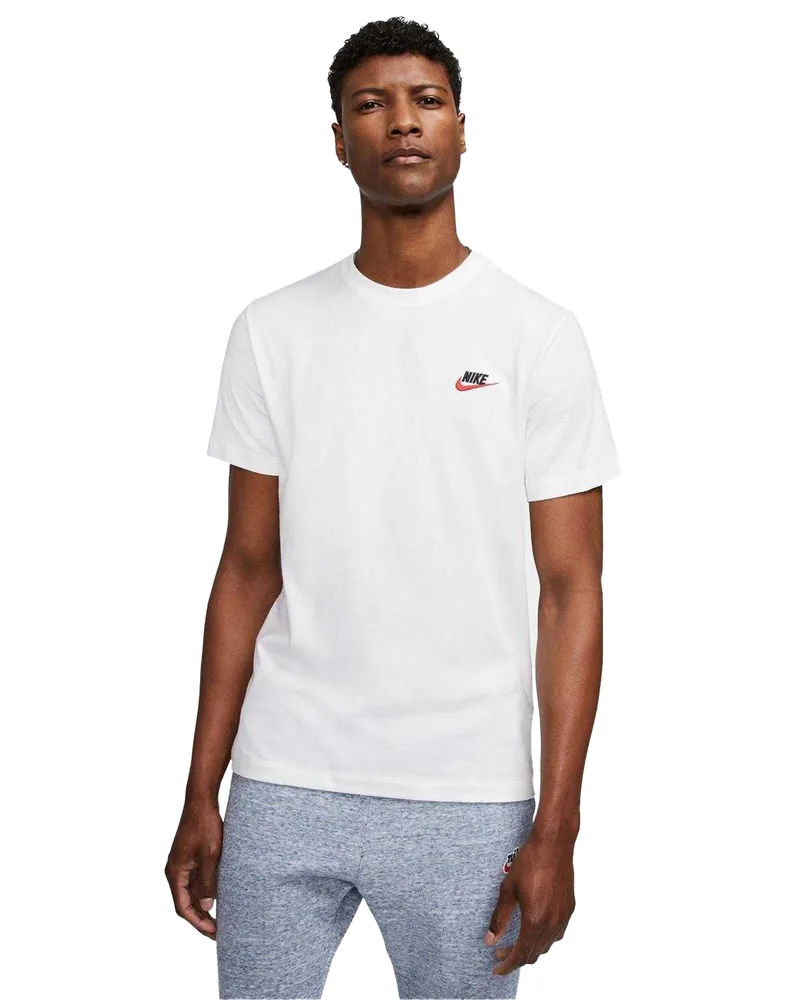 Nike Club" T-Shirt für Herren (Weiß/Schwarz/Rot Weiß