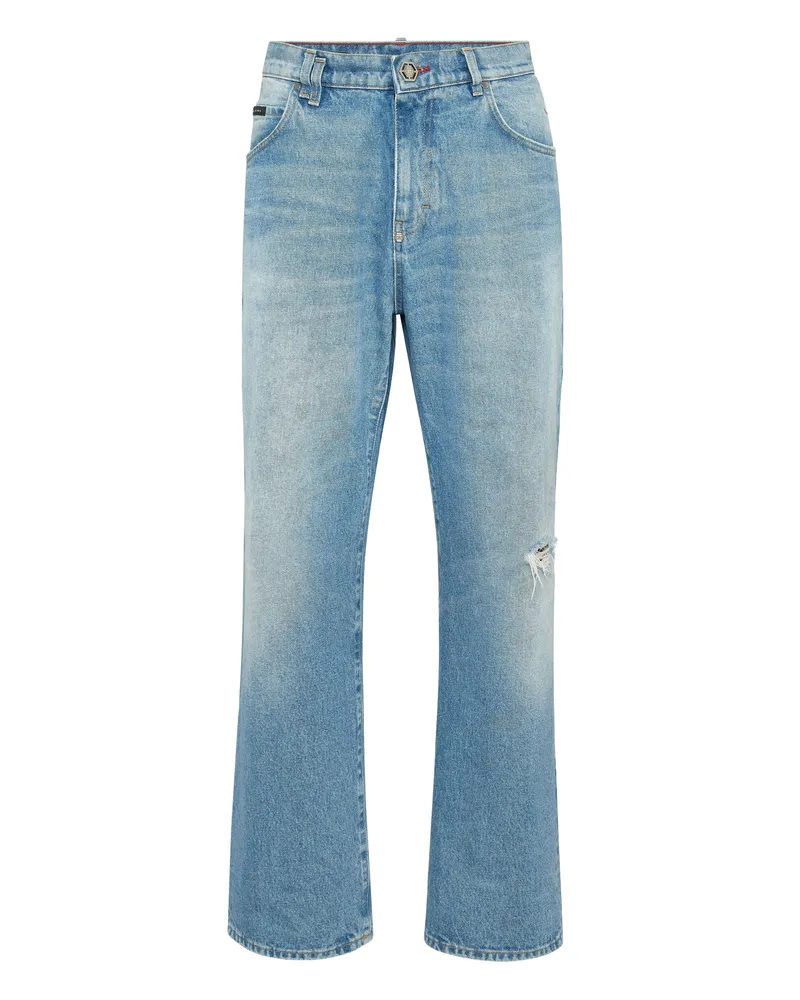 Philipp Plein Jeansshorts Signature Blau