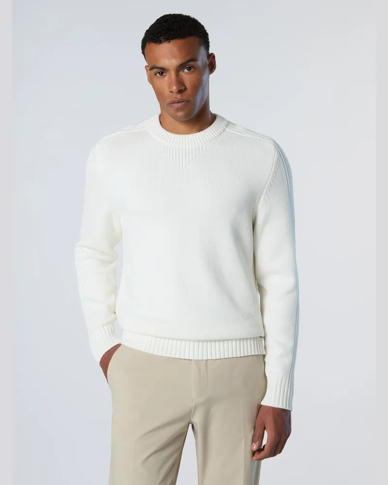 North Sails Pullover Rundhalsausschnitt mit Rippbündchen Weiß