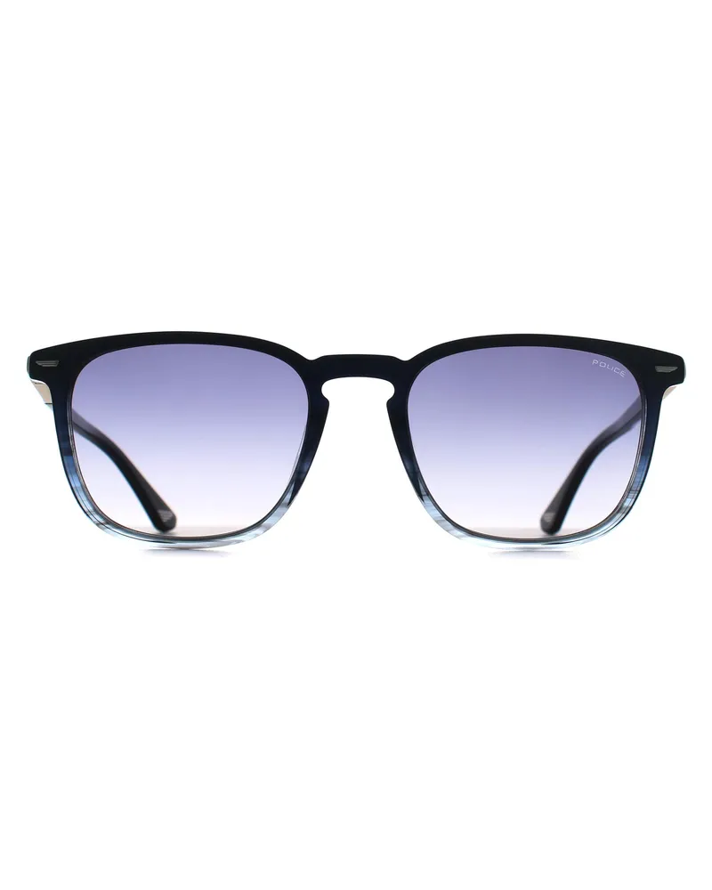 Police SPLQ86 Crossroads 5 0GBL glänzend gestreift blau rauchgrau Verlauf Sonnenbrille Blau