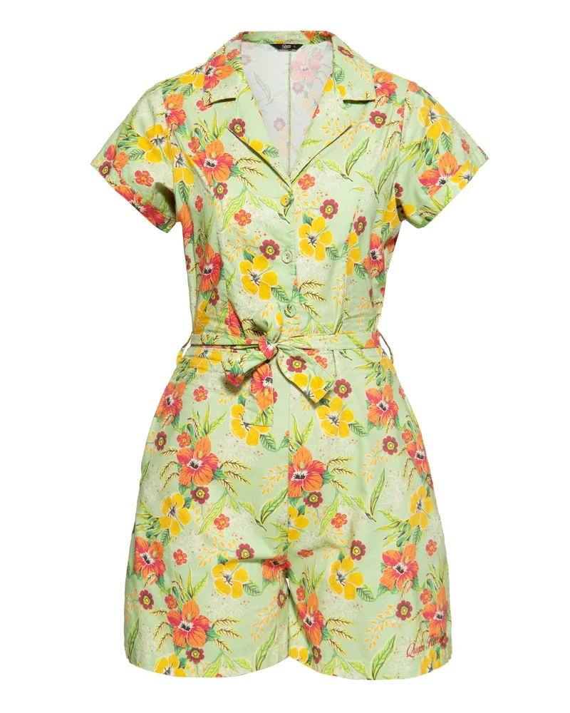 Queen Kerosin Damen Blusen Jumpsuit Hibiscus Mint mint Hellgrün